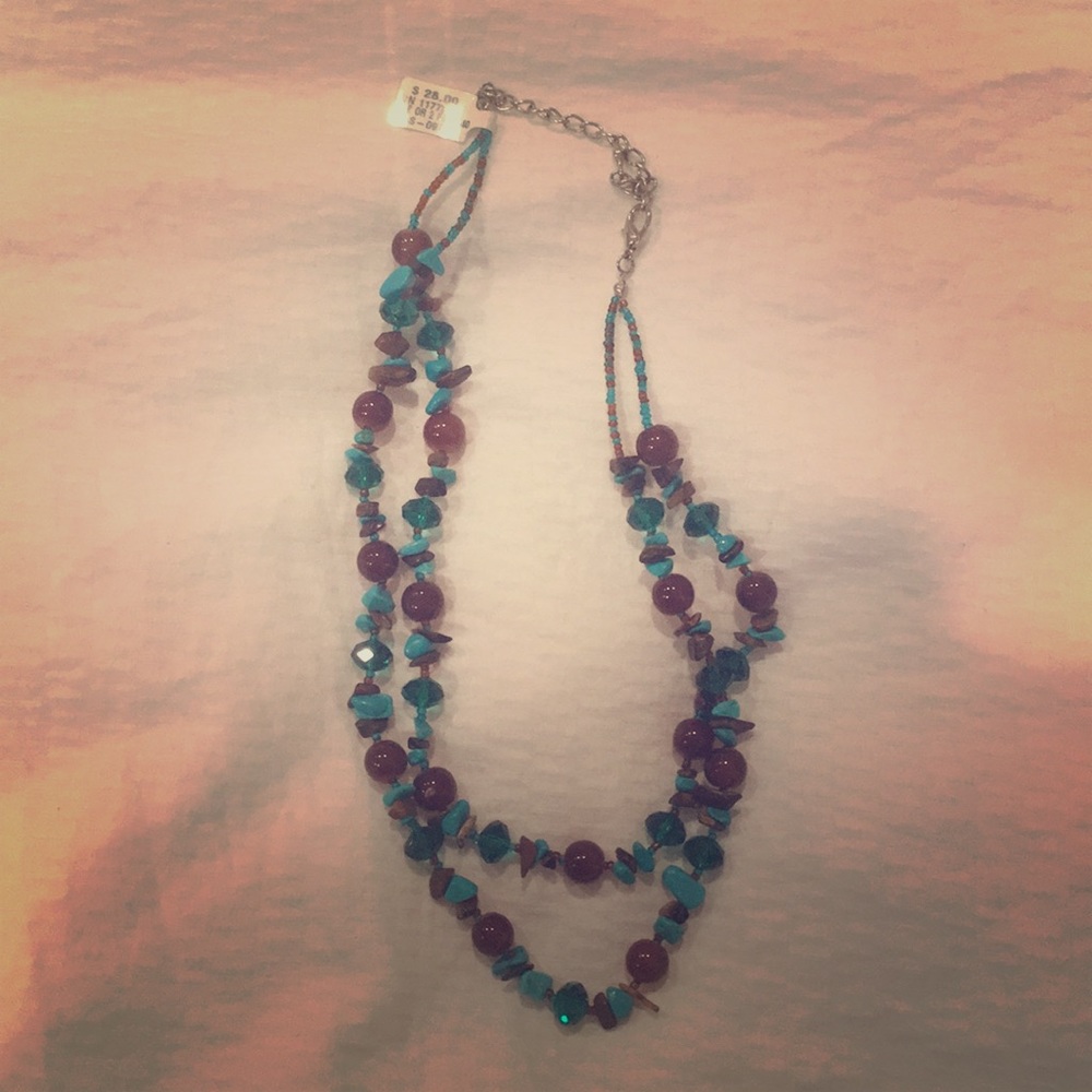 Turquoise and brown beaded necklace